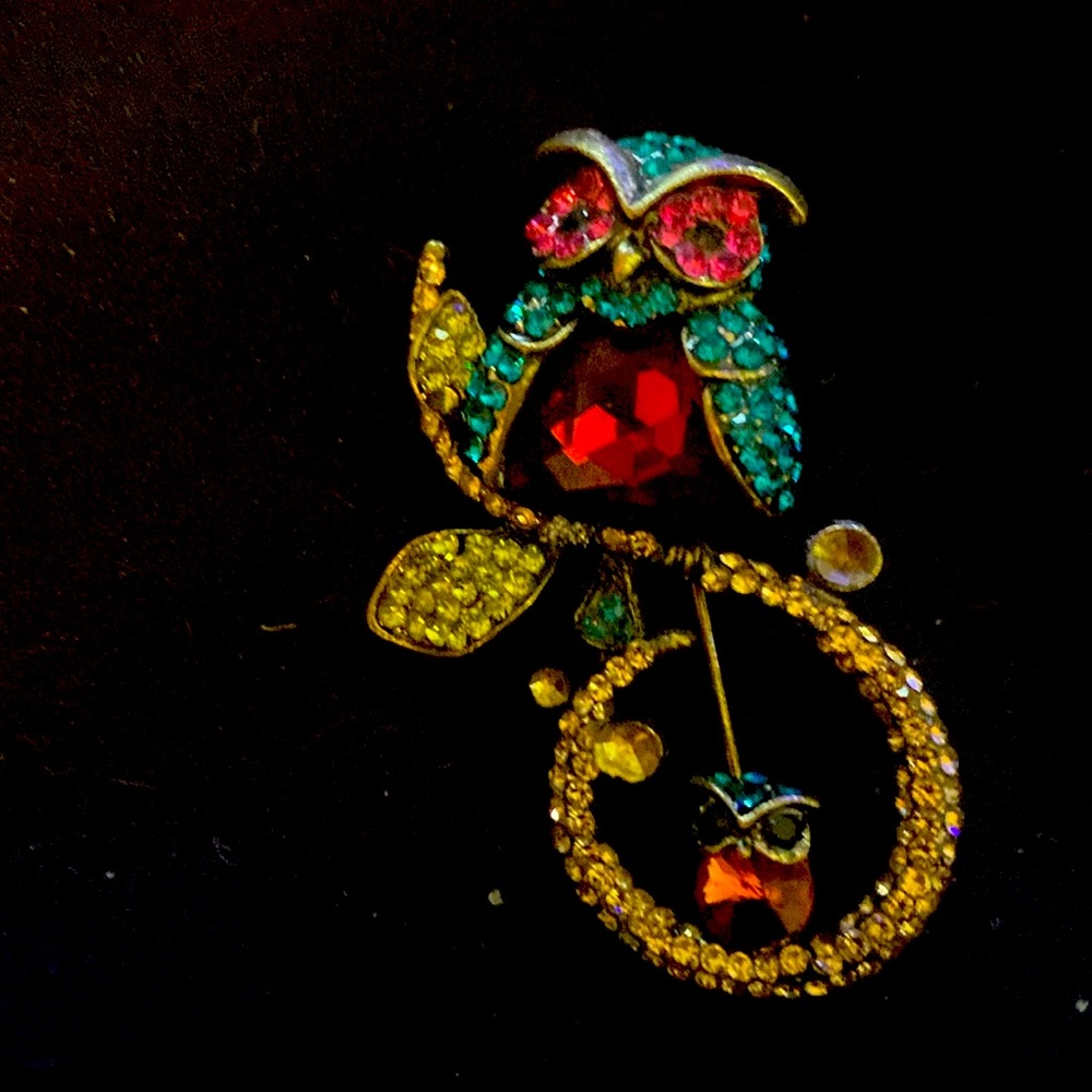 Vintage Mother and baby owl Brooch